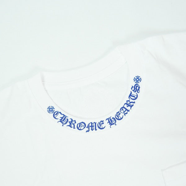 CHROME HEARTS クロム・ハーツ NECK LOGO SS T-SHIRT WHITE/BLUE T
