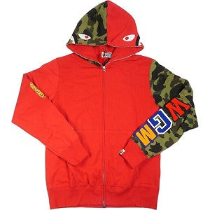 A BATHING APE ア ベイシング エイプ 1st Camo Shark Full Zip Hoodie Green Red シャークパーカー 赤 Size 【L】 【新古品・未使用品】 20795461