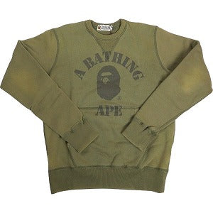 A BATHING APE ア ベイシング エイプ COLLEGE POCKET CREWNECK ポケット付きクルーネックスウェット カーキ Size 【M】 【新古品・未使用品】 20798924