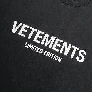 VETEMENTS ヴェトモン 23SS Limited Edition Logo Tee Black Tシャツ 黒 Size 【L】 【中古品-良い】 20800098