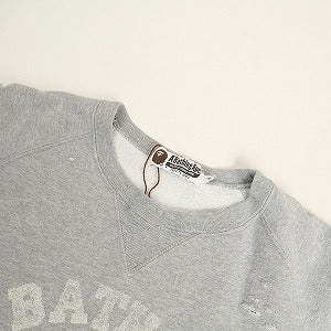 A BATHING APE ア ベイシング エイプ ヴィンテージ加工カレッジロゴクルーネックスウェット 灰 Size 【M】 【新古品・未使用品】 20800702