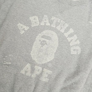 A BATHING APE ア ベイシング エイプ ヴィンテージ加工カレッジロゴクルーネックスウェット 灰 Size 【M】 【新古品・未使用品】 20800702