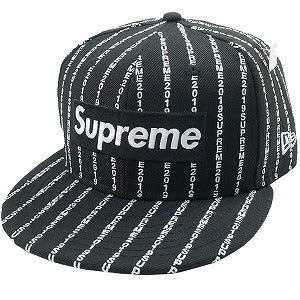 SUPREME シュプリーム 19SS Text Stripe Box Logo New Era Black ニューエラキャップ 黒 Size 【7　1/2(L)】 【新古品・未使用品】 20801558