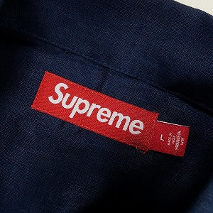 SUPREME シュプリーム 24SS Mesh Panel Linen S/S Shirts Navy 半袖シャツ 紺 Size 【L】 【中古品-非常に良い】 20802189