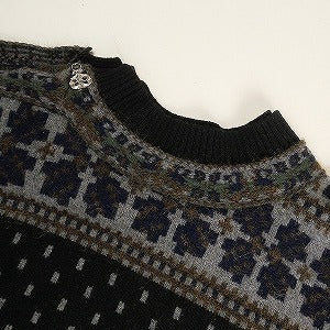 sacai サカイ FLORAL STRIPE EMBROIDERY KNIT ニット 黒 Size 【4】 【中古品-良い】 20803238