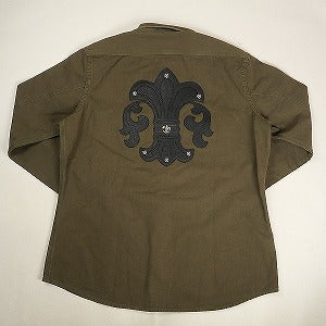 CHROME HEARTS クロム・ハーツ BS FLUER LEATHER PATCH ARMY SHIRTS GREEN 長袖シャツ カーキ Size 【XL】 【新古品・未使用品】 20803422