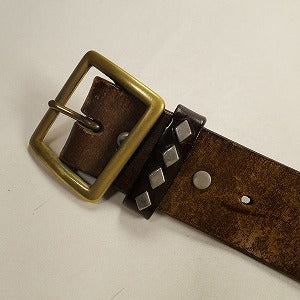 TENDERLOIN テンダーロイン 本店限定T-STUD BELT GOD BLESS VINTAGE LEATHER BROWN レザーベルト 茶 Size 【34】 【中古品-良い】 20806502