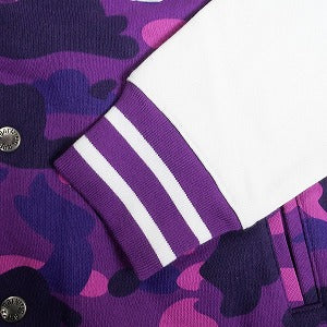 A BATHING APE ア ベイシング エイプ サル迷彩柄サル顔ワッペン付きスウェットスタジャン 紫 Size 【M】 【新古品・未使用品】 20809626