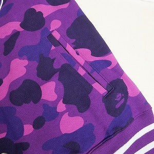 A BATHING APE ア ベイシング エイプ サル迷彩柄サル顔ワッペン付きスウェットスタジャン 紫 Size 【M】 【新古品・未使用品】 20809626