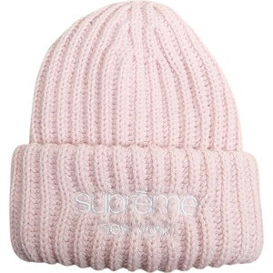 SUPREME シュプリーム 24AW Classic Logo Chunky Ribbed Beanie Light Pink ビーニー ピンク Size 【フリー】 【新古品・未使用品】 20810066