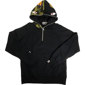 A BATHING APE ア ベイシング エイプ SHARK HALF ZIP PULLOVER HOODIE BLACK シャークパーカー 黒 Size 【L】 【新古品・未使用品】 20810731