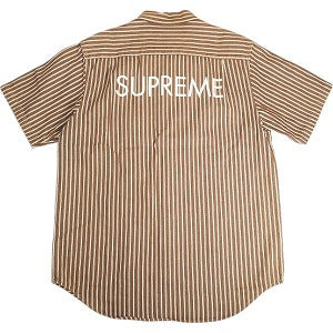 SUPREME シュプリーム 17SS Stripe Denim S/S Shirt Brown 半袖シャツ 茶 Size 【L】 【中古品-良い】 20810940