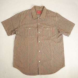 SUPREME シュプリーム 17SS Stripe Denim S/S Shirt Brown 半袖シャツ 茶 Size 【L】 【中古品-良い】 20810940