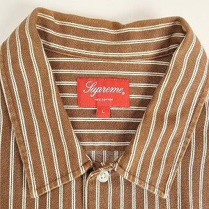 SUPREME シュプリーム 17SS Stripe Denim S/S Shirt Brown 半袖シャツ 茶 Size 【L】 【中古品-良い】 20810940