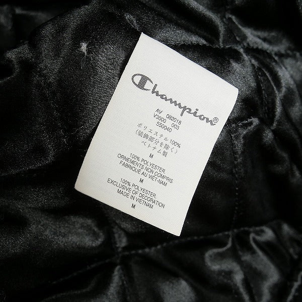 SUPREME シュプリーム ×Champion 18AW Hooded Satin Varsity Jacket Black サテンジャケット 黒 Size 【M】 【中古品-非常に良い】 20812367