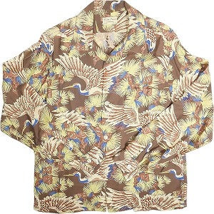 At Last ＆ Co アットラスト/BUTCHER PRODUCTS ブッチャープロダクツ HAWAIIAN SHIRT L-S TSURU 長袖ハワイアンシャツ アロハシャツ 茶 Size 【S】 【中古品-良い】 20814003