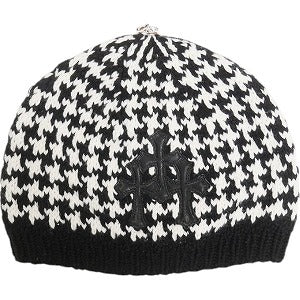 CHROME HEARTS クロム・ハーツ Houndstooth Triple Cross Patch Knit Cashmere Beanie クロスパッチ付きカシミヤビーニー 黒白 Size 【フリー】 【新古品・未使用品】 20814820