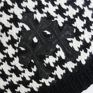 CHROME HEARTS クロム・ハーツ Houndstooth Triple Cross Patch Knit Cashmere Beanie クロスパッチ付きカシミヤビーニー 黒白 Size 【フリー】 【新古品・未使用品】 20814820