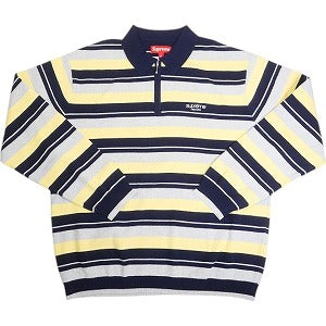 SUPREME シュプリーム 24AW Stripe Zip L/S Polo Navy ジップ長袖ポロシャツ 紺 Size 【L】 【中古品-非常に良い】 20815525