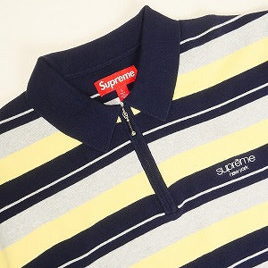 SUPREME シュプリーム 24AW Stripe Zip L/S Polo Navy ジップ長袖ポロシャツ 紺 Size 【L】 【中古品-非常に良い】 20815525