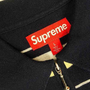 SUPREME シュプリーム 24AW Stripe Zip L/S Polo Navy ジップ長袖ポロシャツ 紺 Size 【L】 【中古品-非常に良い】 20815525