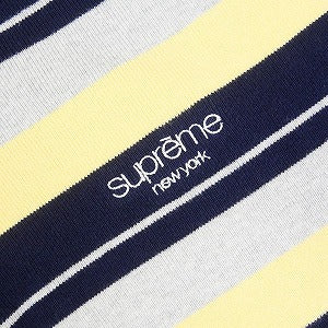 SUPREME シュプリーム 24AW Stripe Zip L/S Polo Navy ジップ長袖ポロシャツ 紺 Size 【L】 【中古品-非常に良い】 20815525