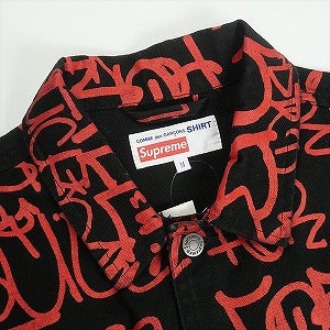 SUPREME シュプリーム ×COMME des GARCONS SHIRT 18AW  Printed Canvas Chore Coat Black ジャケット 黒 Size 【M】 【中古品-良い】 20816323