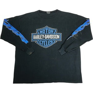 VINTAGE ヴィンテージ Harley Davidson Blue Flame LS Tee ロンT 黒 Size 【XXL】 【中古品-良い】 20818597