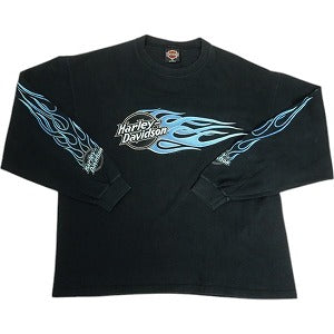 VINTAGE ヴィンテージ Harley Davidson Shooting Blue Flame LS Tee ロンT 黒 Size 【XL】 【中古品-良い】 20818598