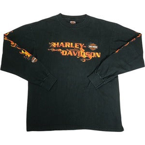 VINTAGE ヴィンテージ Harley Davidson Orange Flame LS Tee ロンT 黒 Size 【XL】 【中古品-良い】 20818602