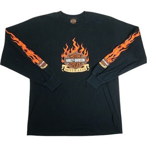 VINTAGE ヴィンテージ Harley Davidson Australia Flame Emblem LS Tee ロンT 黒 Size 【L】 【中古品-良い】 20818609
