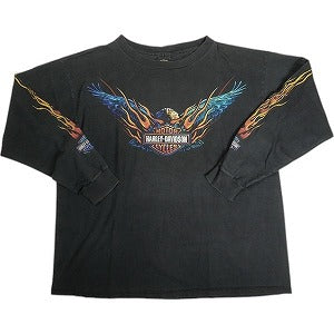 VINTAGE ヴィンテージ Harley Davidson Eagle Flame LS Tee ロンT 黒 Size 【XL】 【中古品-良い】 20818611