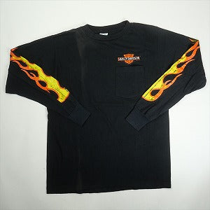 VINTAGE ヴィンテージ Harley Davidson ハーレーダビッドソン 80s Embroiyed Flame LS Tee ロンT 黒 Size 【L】 【中古品-良い】 20820103