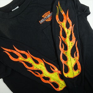 VINTAGE ヴィンテージ Harley Davidson ハーレーダビッドソン 80s Embroiyed Flame LS Tee ロンT 黒 Size 【L】 【中古品-良い】 20820103