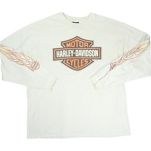 VINTAGE ヴィンテージ Harley Davidson ハーレーダビッドソン Orange Flame LS Tee ロンT 白 Size 【XXL】 【中古品-良い】 20821289