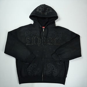 SUPREME シュプリーム 25SS Leather Appliqu? Zip Up Hooded Sweatshirt ジップパーカー 黒 Size 【L】 【中古品-良い】 20824121