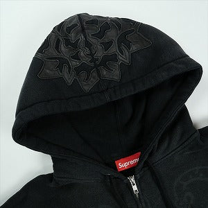 SUPREME シュプリーム 25SS Leather Appliqu? Zip Up Hooded Sweatshirt ジップパーカー 黒 Size 【L】 【中古品-良い】 20824121
