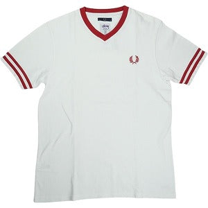 STUSSY ステューシー ×FRED PERRY V-NECK TEE White Tシャツ 白 Size 【M】 【中古品-ほぼ新品】 20824448
