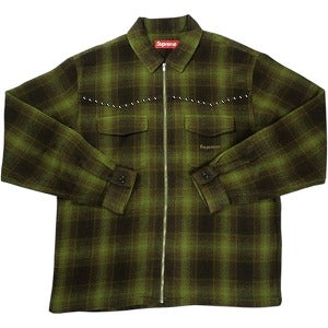 SUPREME シュプリーム 25FW Studded Shadow Plaid Zip Up Shirt Olive ジップアップ長袖シャツ オリーブ Size 【L】 【新古品・未使用品】 20824589