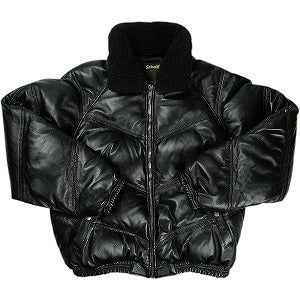 SUPREME シュプリーム ×Schott 24AW Chevron Leather Down Puffer Jacket Black レザーダウンジャケット 黒 Size 【M】 【中古品-良い】 20825044