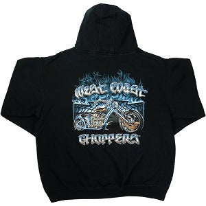 VINTAGE ヴィンテージ West Coast Choppers ウェストコーストチョッパーズ Blue Flame Motorcycle Hoodie パーカー 黒 Size 【L相当】 【中古品-良い】 20825337
