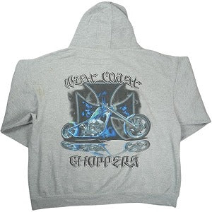 VINTAGE ヴィンテージ West Coast Choppers ウェストコーストチョッパーズ Blue Iron Cross Hoodie パーカー 灰 Size 【XL】 【中古品-良い】 20825338