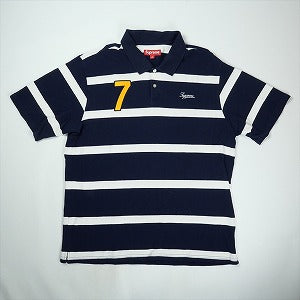 SUPREME シュプリーム 25SS Cursive Polo Navy Stripe 半袖ポロシャツ 紺 Size 【L】 【中古品-良い】 20825403