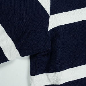 SUPREME シュプリーム 25SS Cursive Polo Navy Stripe 半袖ポロシャツ 紺 Size 【L】 【中古品-良い】 20825403