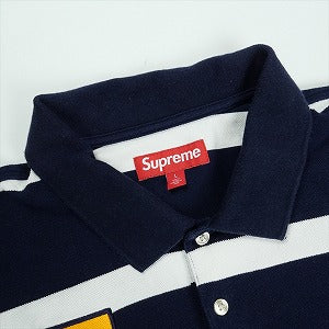 SUPREME シュプリーム 25SS Cursive Polo Navy Stripe 半袖ポロシャツ 紺 Size 【L】 【中古品-良い】 20825403