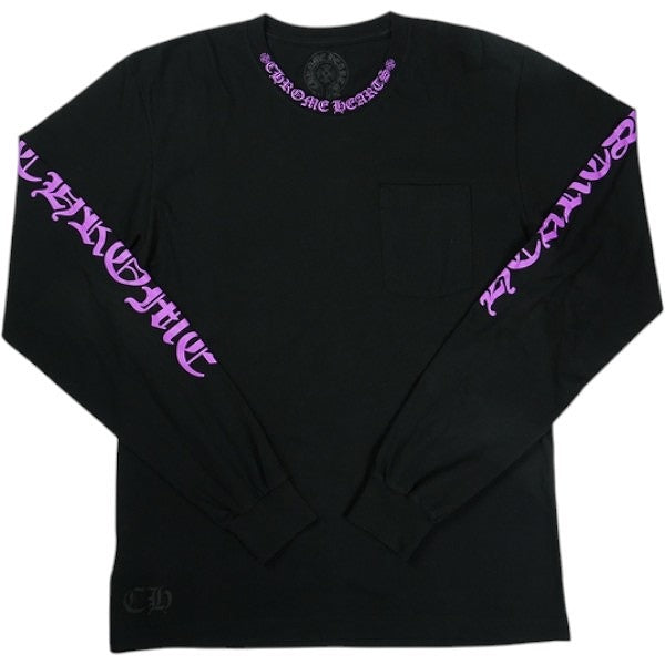 CHROME HEARTS クロム・ハーツ NECK LOGO LS POCKET L/S TEE BLACK/PINK ロンT 黒 Size 【L】 【新古品・未使用品】 20826328