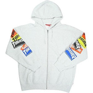 SUPREME シュプリーム ×Thrasher スラッシャー 21AW Multi Logo Zip Up Hooded Sweatshirt Ash Grey ジップパーカー 灰 Size 【L】 【中古品-ほぼ新品】 20826573