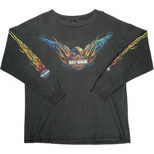 VINTAGE ヴィンテージ Harley-Davidson ハーレーダビッドソン Eagle Flames LS Tee ロンT 黒 Size 【XL】 【中古品-良い】 20827796