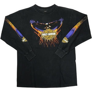 VINTAGE ヴィンテージ Harley-Davidson ハーレーダビッドソン Eagle Purple Flame LS Tee ロンT 黒 Size 【L】 【中古品-良い】 20827797