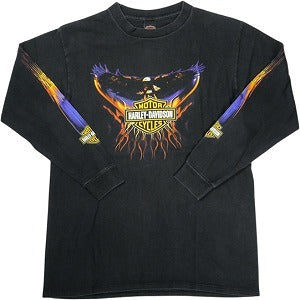 VINTAGE ヴィンテージ Harley-Davidson ハーレーダビッドソン Eagle Purple Flame LS Tee ロンT 黒 Size 【L】 【中古品-良い】 20827798